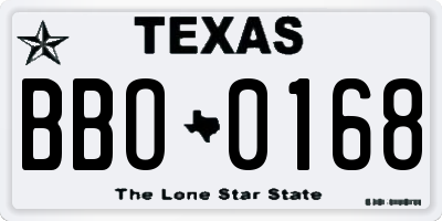 TX license plate BBO0168