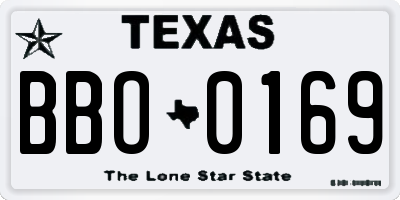 TX license plate BBO0169