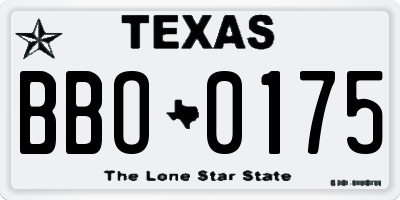TX license plate BBO0175