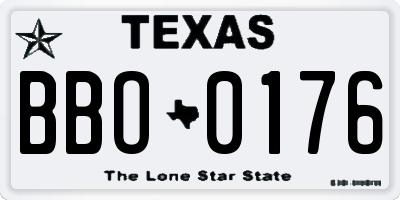 TX license plate BBO0176