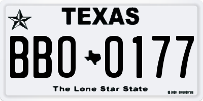TX license plate BBO0177