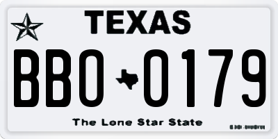 TX license plate BBO0179