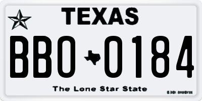 TX license plate BBO0184