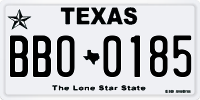 TX license plate BBO0185