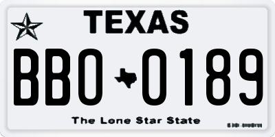 TX license plate BBO0189