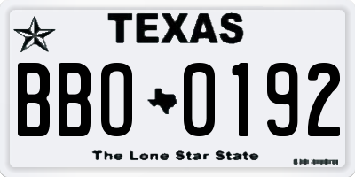 TX license plate BBO0192