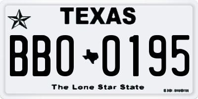 TX license plate BBO0195