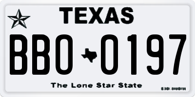 TX license plate BBO0197