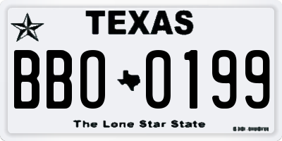 TX license plate BBO0199