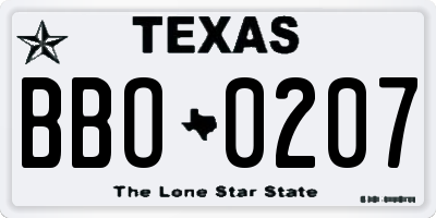 TX license plate BBO0207