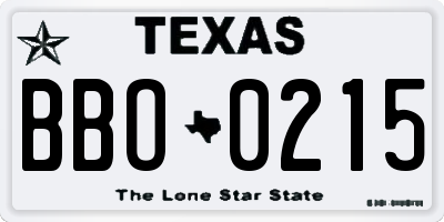 TX license plate BBO0215