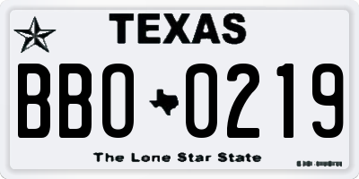 TX license plate BBO0219