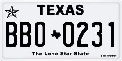 TX license plate BBO0231