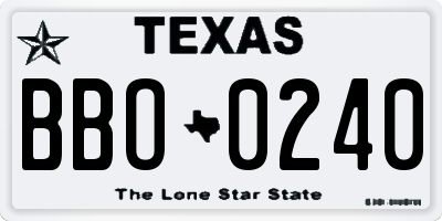 TX license plate BBO0240