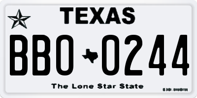 TX license plate BBO0244