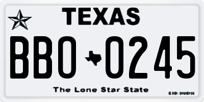TX license plate BBO0245
