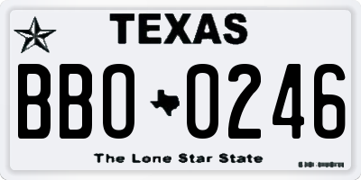 TX license plate BBO0246