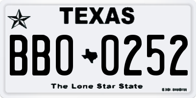 TX license plate BBO0252