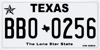 TX license plate BBO0256
