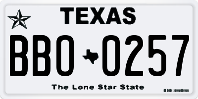 TX license plate BBO0257