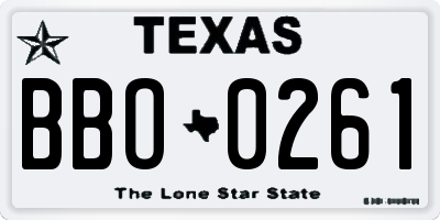 TX license plate BBO0261