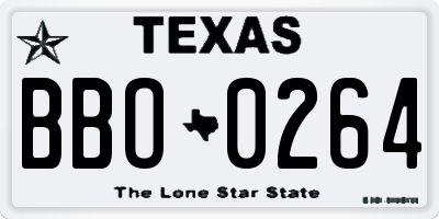 TX license plate BBO0264