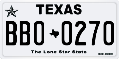 TX license plate BBO0270
