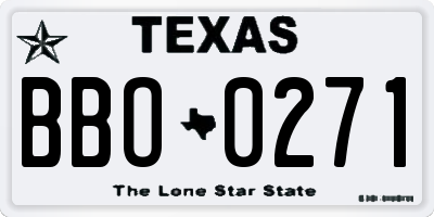 TX license plate BBO0271