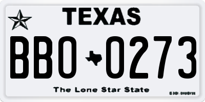 TX license plate BBO0273