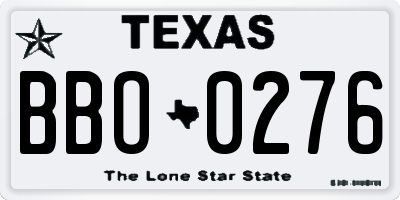 TX license plate BBO0276
