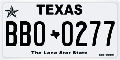 TX license plate BBO0277