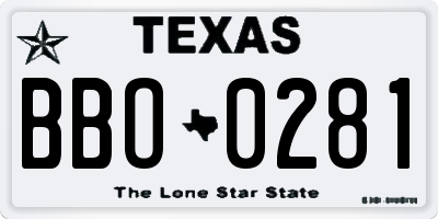 TX license plate BBO0281
