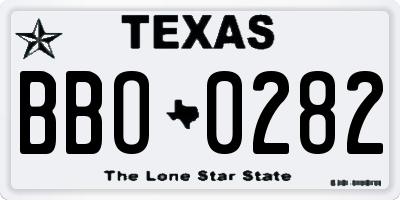 TX license plate BBO0282