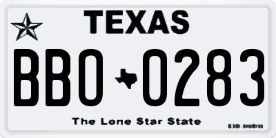 TX license plate BBO0283