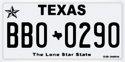 TX license plate BBO0290