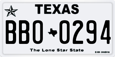 TX license plate BBO0294