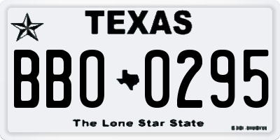 TX license plate BBO0295