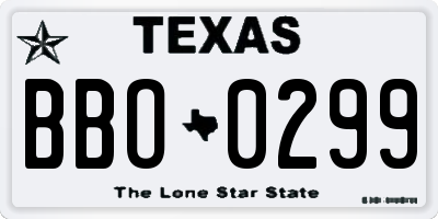 TX license plate BBO0299