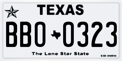TX license plate BBO0323