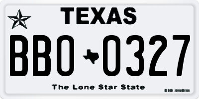 TX license plate BBO0327