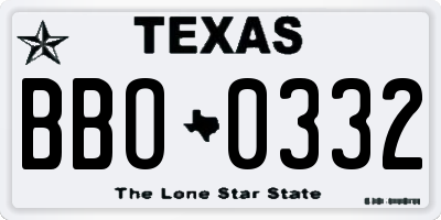 TX license plate BBO0332