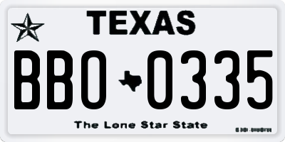 TX license plate BBO0335