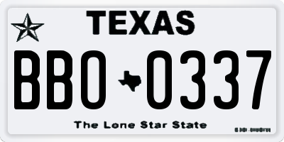 TX license plate BBO0337