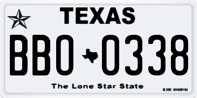 TX license plate BBO0338