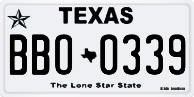 TX license plate BBO0339