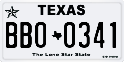 TX license plate BBO0341