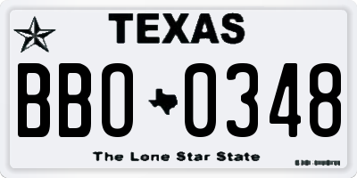 TX license plate BBO0348