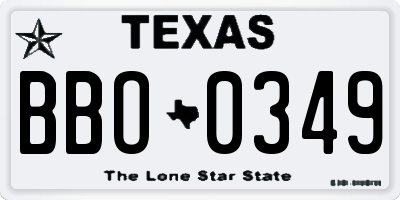 TX license plate BBO0349