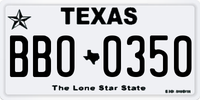 TX license plate BBO0350