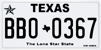 TX license plate BBO0367